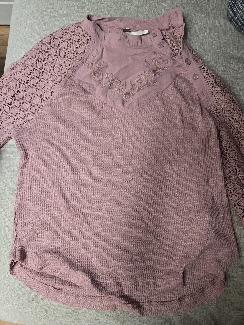 Free People Dusty Pink Button-Shoulder Knit Top